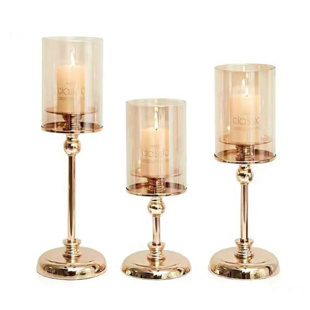 Soporte Dorado para Velas de Cristal | Elegancia Vintage