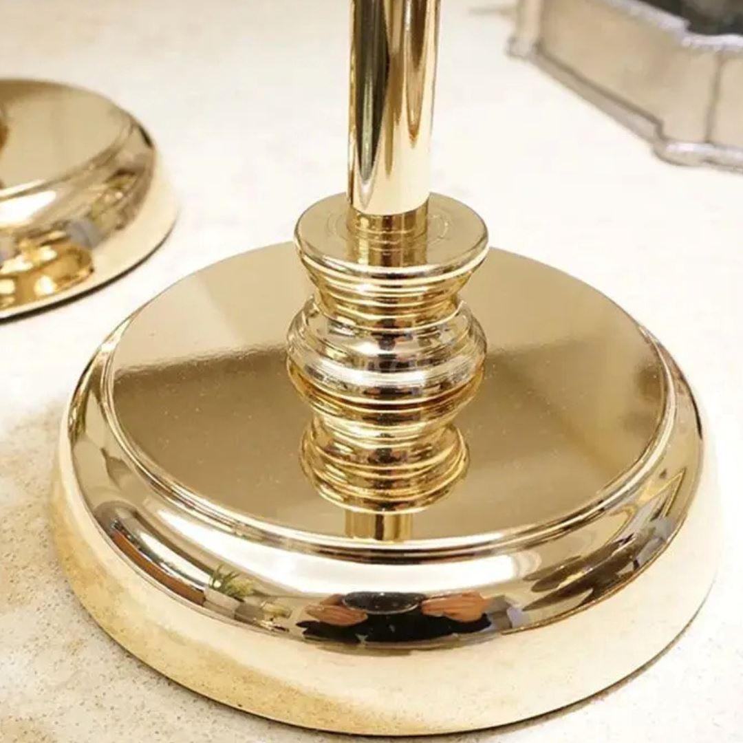 Soporte Dorado para Velas de Cristal | Elegancia Vintage