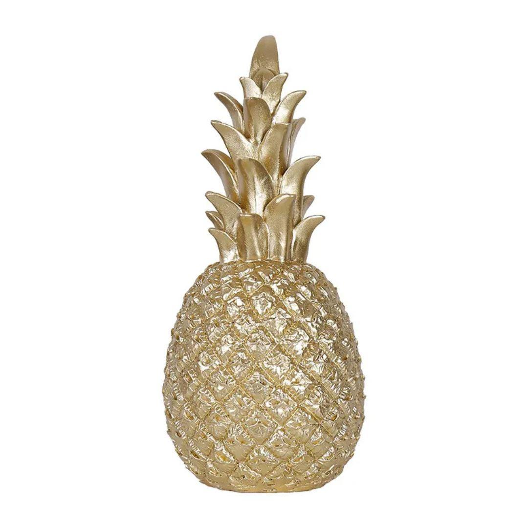 Figura Decorativa de Mesa Piña Dorada en Resina – 25cm
