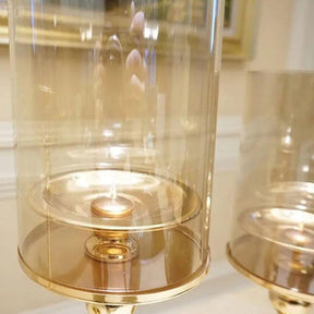 Soporte Dorado para Velas de Cristal | Elegancia Vintage